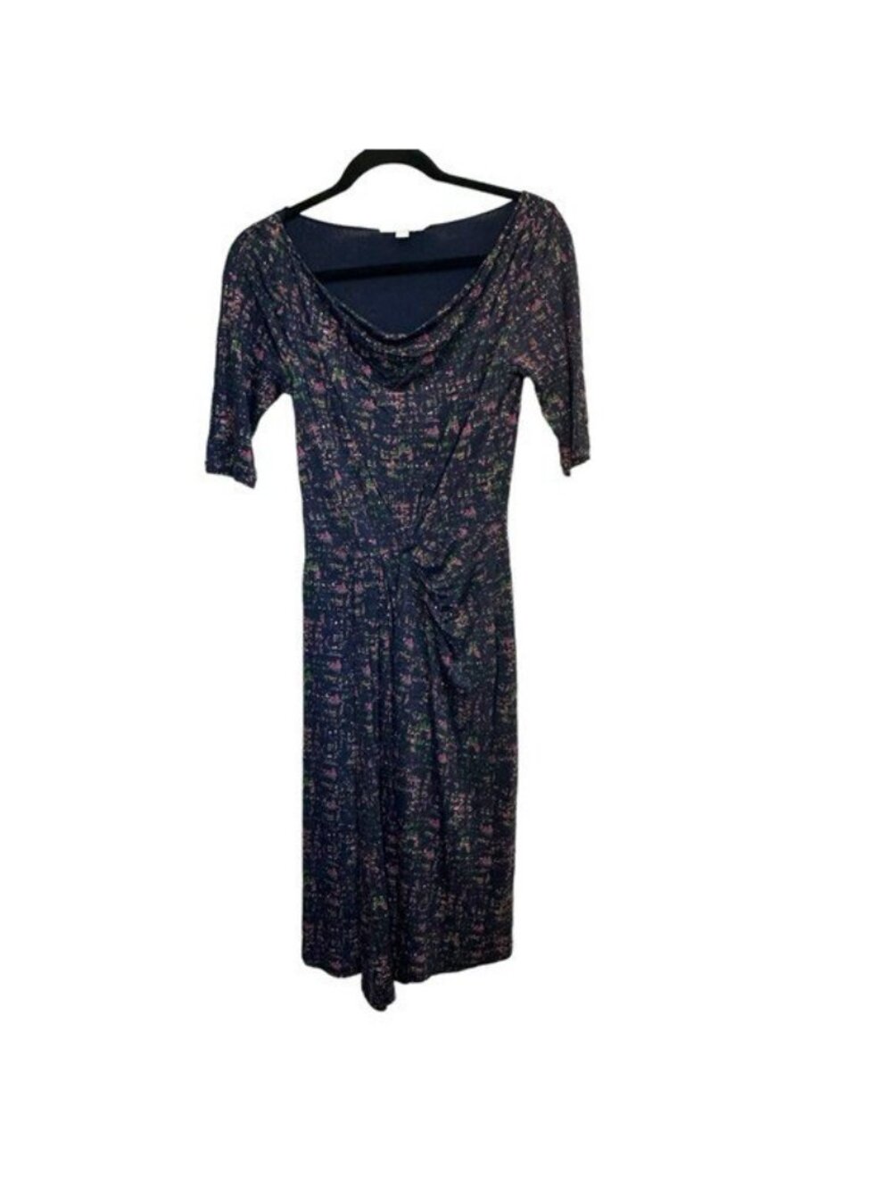 Boden 2R Lydia Midi Dress Cowl Neck Half Sleeve Abstract Print Stretch Knit